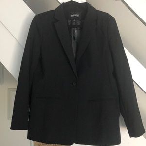 Metrostyle lined single button black blazer 12